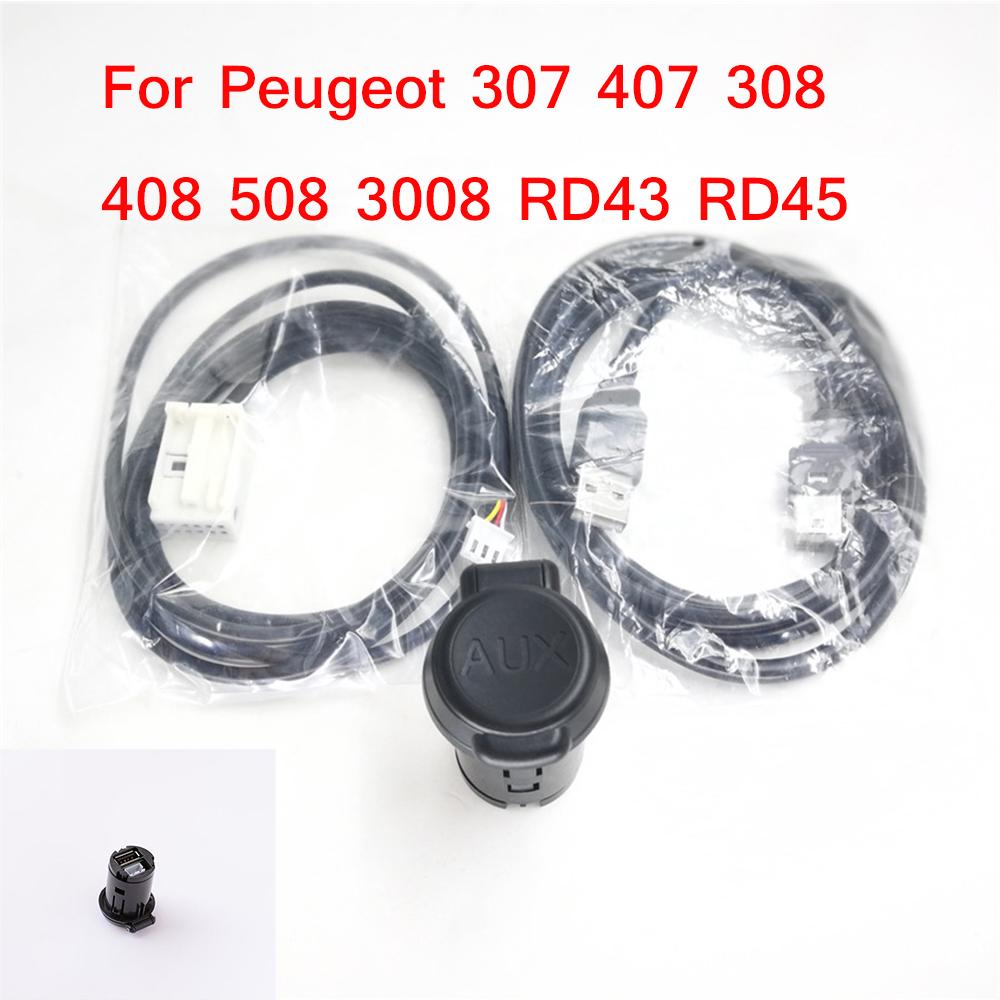 Stereo Aux-In Usb Switch Panel Aux/Usb o Wire Adapter For Peugeot 307 407 308 408 508 3008 Rd43 Rd45