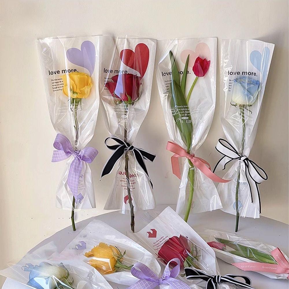 20 шт. Романтические пакеты для упаковки одного цветка, Водонепроницаемые пакеты для цветочной композиции, Декор комнаты
