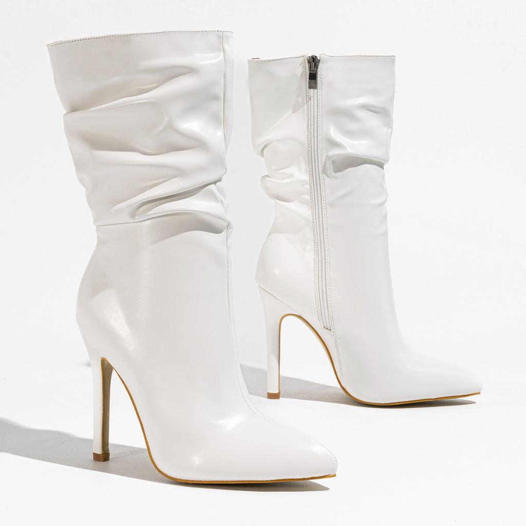 Женские модные сапоги с острым носком и высоким каблуком в европейском и американском стиле, женские сексуальные короткие сапоги с боковой молнией