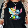 Disney Stitch Collaboration Elf Cartoon Printed Short Sleeved Summer New Women's T-shirt Trendy Loose Casual Versatile Top
