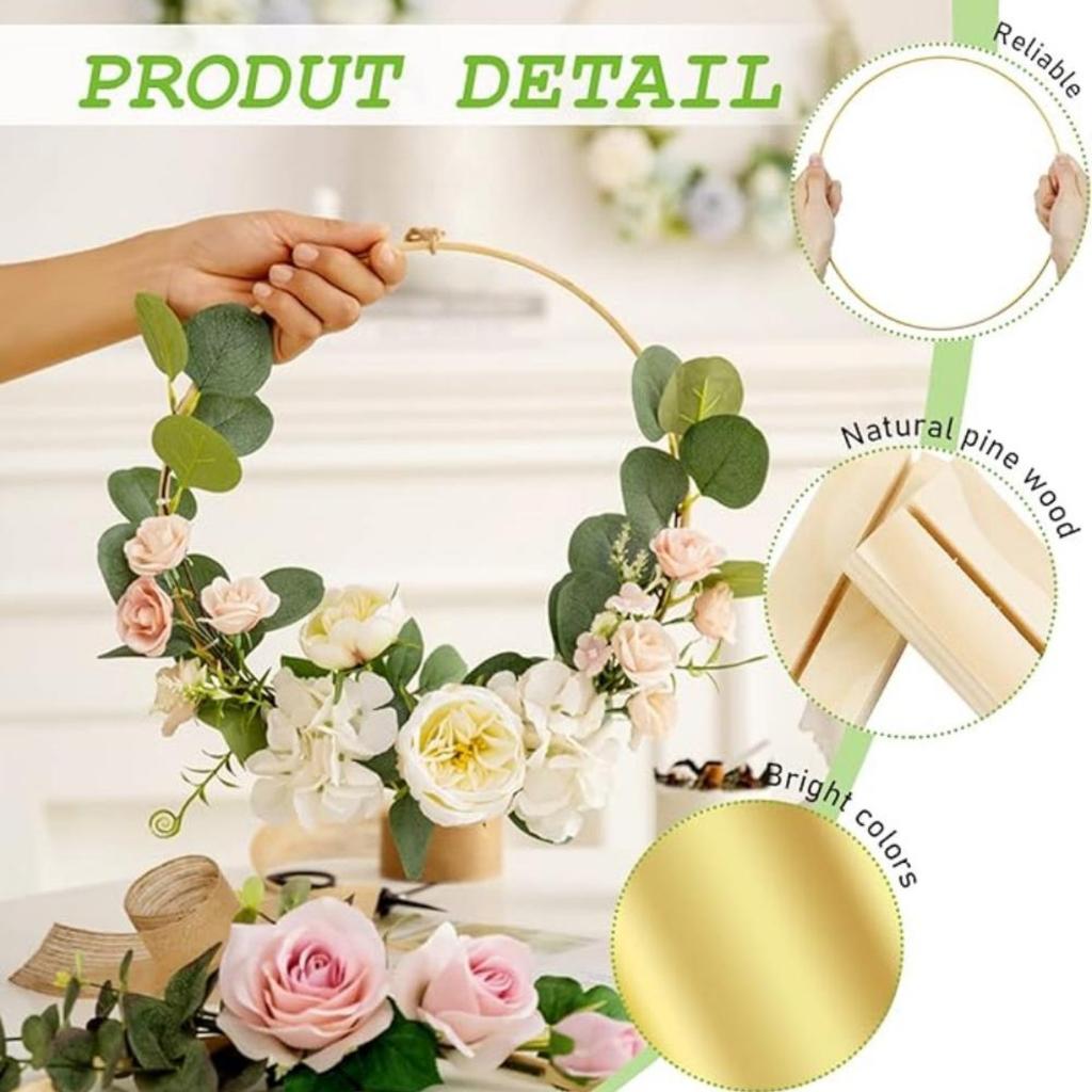 2 шт. Цветочный обруч, центральный элемент, металлический ловец снов, золотое макраме, венок, кольцо с деревянными подставками, держатели для свадьбы, дня рождения, украшения дома, сделай сам, поделки
