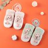 Новые детские термоперчатки оптом, жаккардовые перчатки на шнурке из искусственного кроличьего меха, двухслойные бархатные варежки