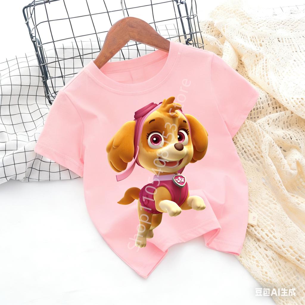 Cute Boys Girls Casuals Tops Summer Birthday Clothing Gift Hots Paw Patrol Kids Tshirts Kawaii Cartoon Character Printed Shirts