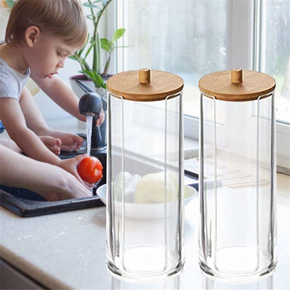 Контейнер для ванной комнаты, органайзер для ватных дисков с бамбуковой крышкой, ватные палочки, ящик для хранения бутылочек