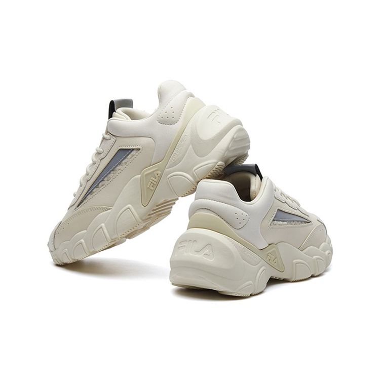 Fila Smasher Ткань Двухслойная Коровья кожа Удобные Универсальные Низкие Кроссовки Папины Кроссовки Женские кроссовки Бежевый F12W134144FAN