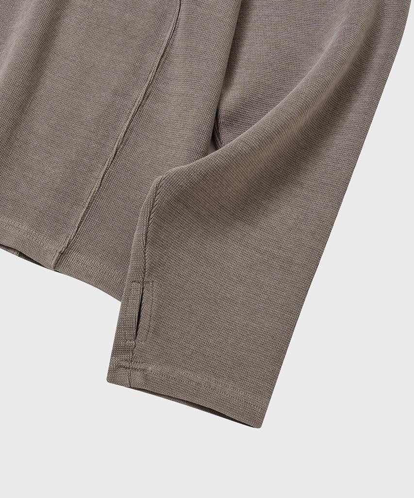 HOOVES Garments Washed Overlap Neck Knit Tee [Ash Brown]
