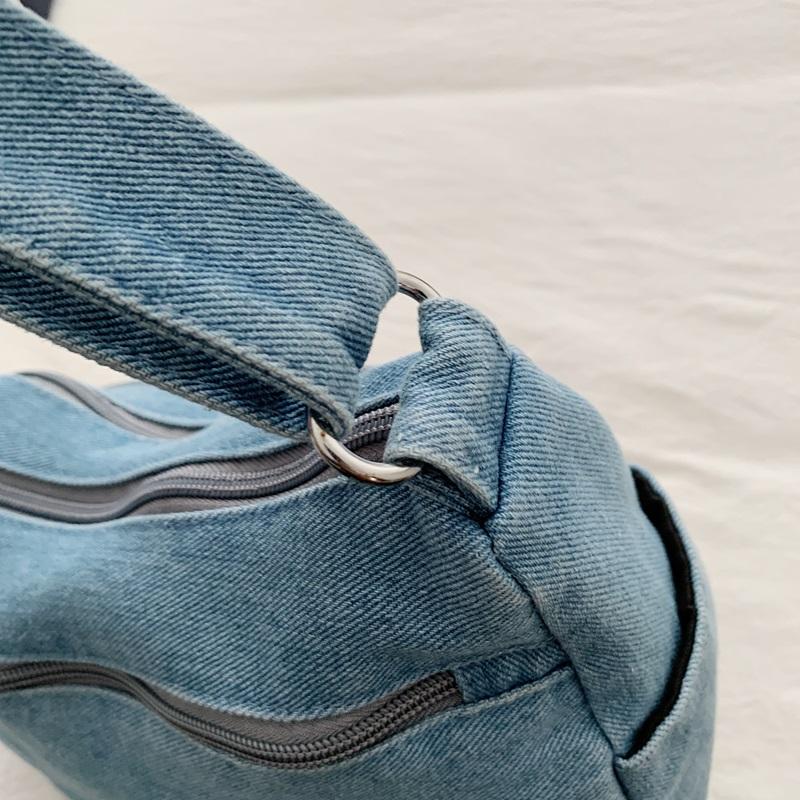 Джинсовая женская сумка через плечо большой вместимости, много отделений, с пятиконечной звездой, для commutes
