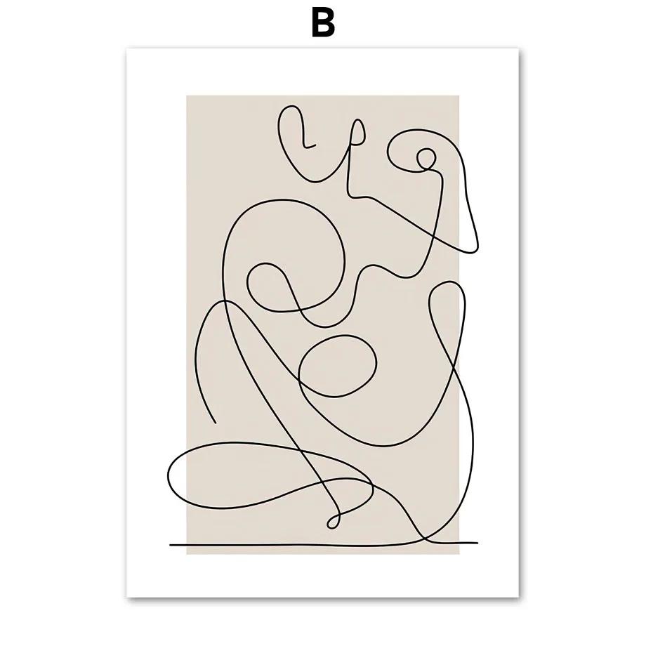 Современные абстрактные линии любви для девочек, цветочные постеры и принты, холст, живопись, настенные художественные фотографии, украшение для гостиной, дома