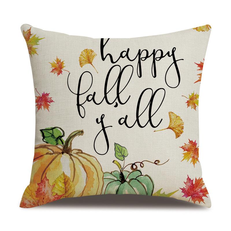 Подушка из льна на День благодарения, осенняя наволочка с принтом тыквы