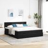 Enjoy restful nights with this Ottoman bed with mattresses and LED lighting black 180*200 cm velvet