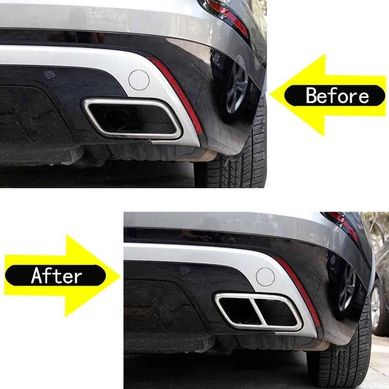 Car Rear Exhaust Muffler Tail Pipe Cover Trim For Land Rover Range Rover Velar 2017 2018 Stainless Accessories