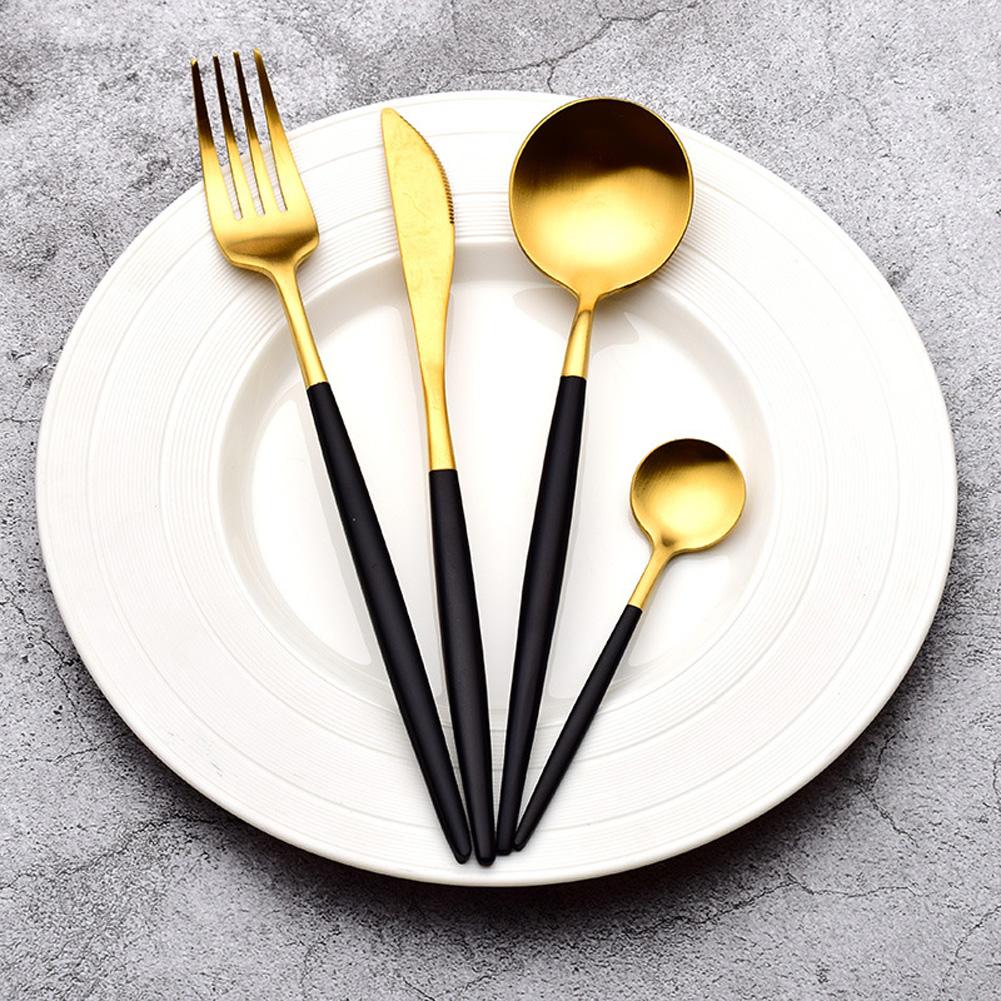 4pcs Cutlery Set Non-slip Smooth Edge Comfortable Grip 304 Stainless Steel Knife Fork Set Ideal For Home Restaurant