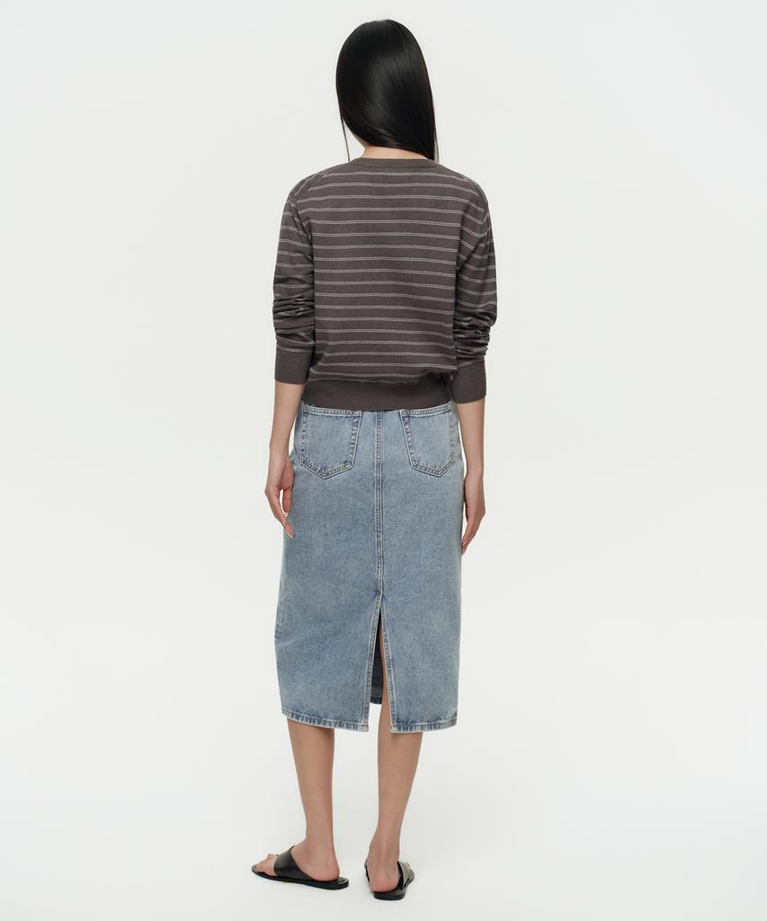 Musinsa Standard Woman Women'S Denim Midi Skirt [Light Indigo]