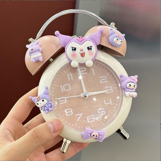 Children's handmade DIY patch alarm clock, retro double bell bell design, silent pointer desktop student clock