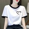 White Women's T-shirt New Korean Casual Sports Loose Fit Plus Size Printed Letters Round Neck Short Sleeved Women's T-shirt
