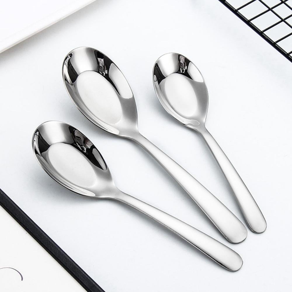 Home Cooking Stainless Steel Kitchen Soup Spoon Flatware Dinner Scoop Tableware