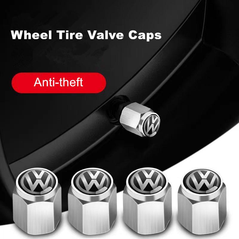 efg1 LJ-QMM For VW Volkswagen Golf Polo Passat Tiguan Jetta Car Sticker 4pcs Metal Car Wheel Tire Valve Caps Stem Covers