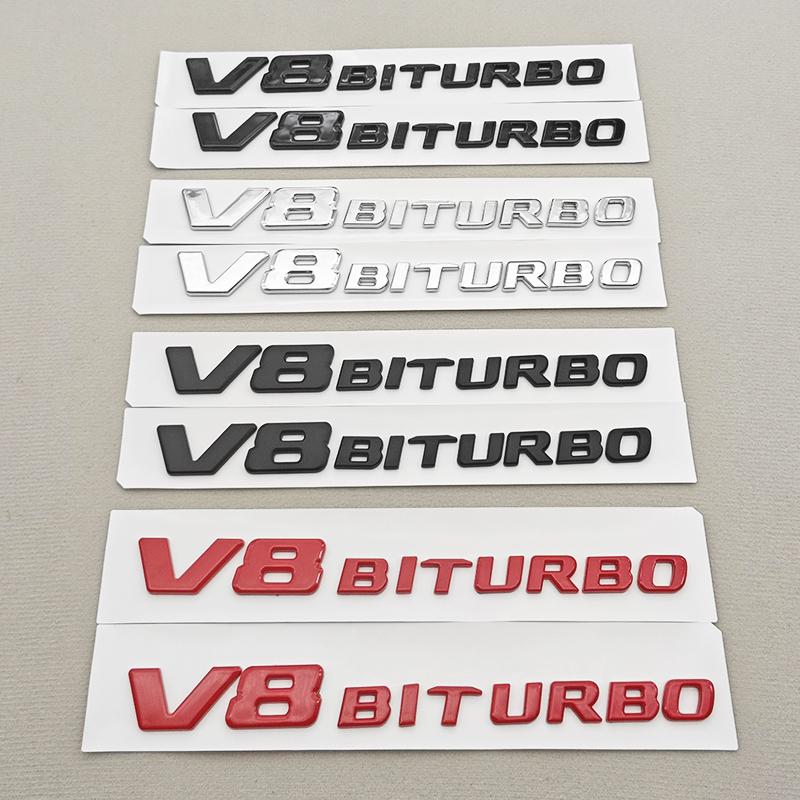 2pcs 3D ABS Car Letter Logo V8 BITURBO Sticker Fender Side Badge Emblem Decal For Mercedes Benz G63 S63 C63 E63 C63S Accessories AB1