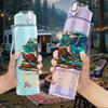 1PC Dragon Book Hooks Graphic 750ml Color Plastic Sports Water Bottle Leakproof Flip Straw Lid Suitable for Sports Office Home Use