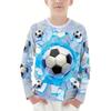 Spring and Autumn Round Neck 3D Football Printed Top Fashionable Casual Long Sleeved Children's Boy T-shirts