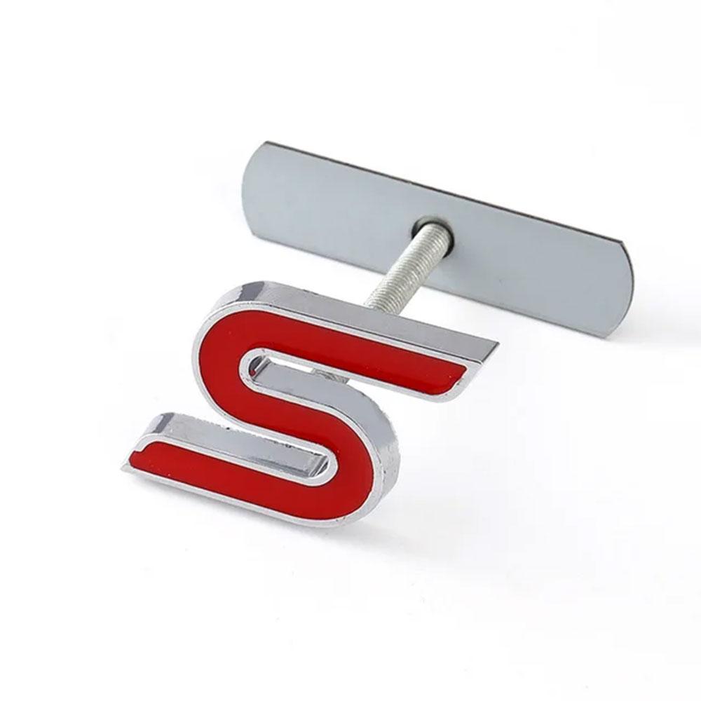 3D Metal Letter S Logo Car Front Grille Emblem Badge Rear Trunk Stickers Decal For Ford Focus Fiesta Escape Ecosport Kuga Mondeo