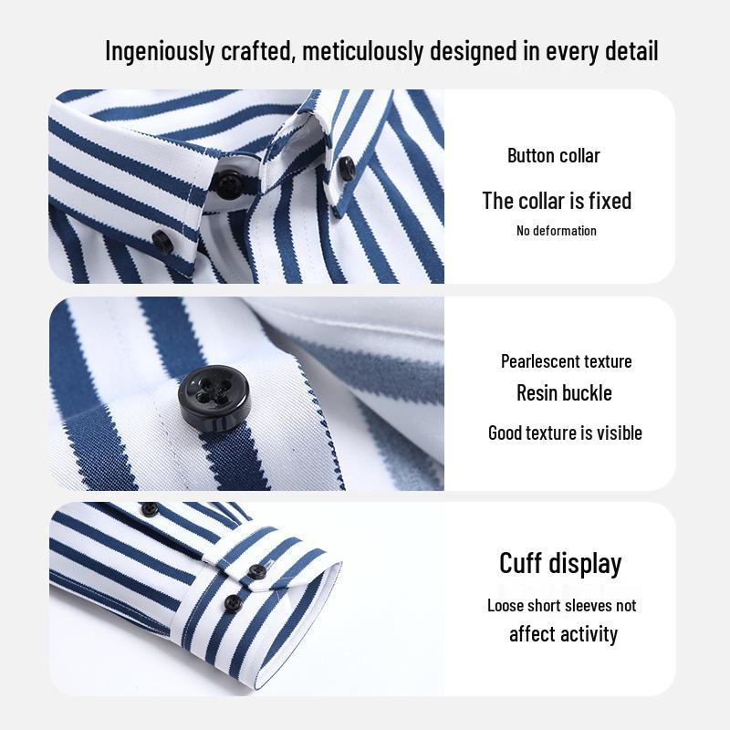 Мужская стрейчевая деловая рубашка: Полосатый с длинным или коротким рукавом, коллекция весна/лето