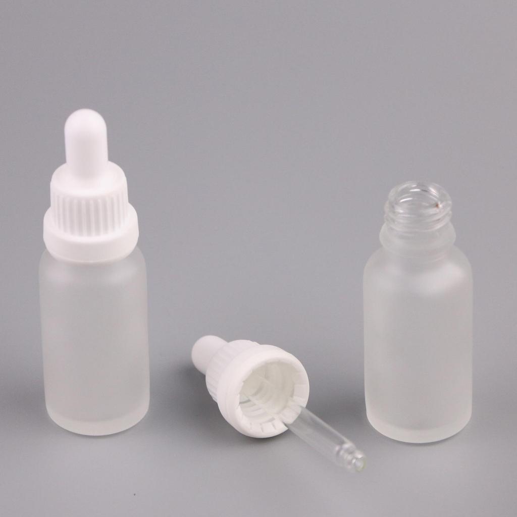 10ml Frosted Glass Essential Oil Bottle with White Dropper - Travel Size