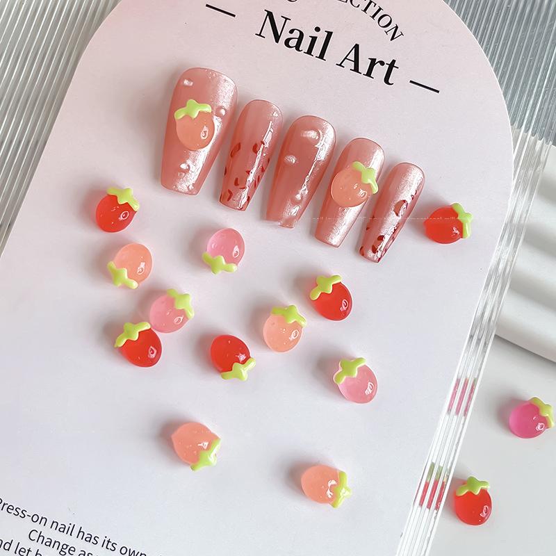 50 шт. креативные Kawaii желейные подвески для ногтей с клубникой и вишней, прозрачные разноцветные украшения из смолы для ногтей с клубникой, сделай сам