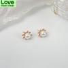 Cute Pearl Rhinestone Stud Earrings For Women Piercing Jewelry Crystal Zircon Ear Ring Korean Fashion Wedding Party Accessories