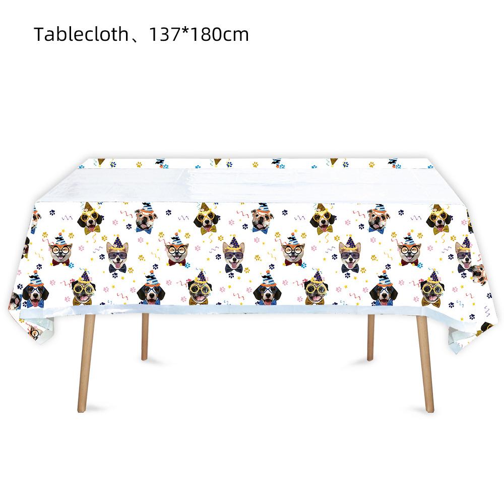 51pcs Dog Theme Tableware Set Including Plates Cups Napkins Tablecloth