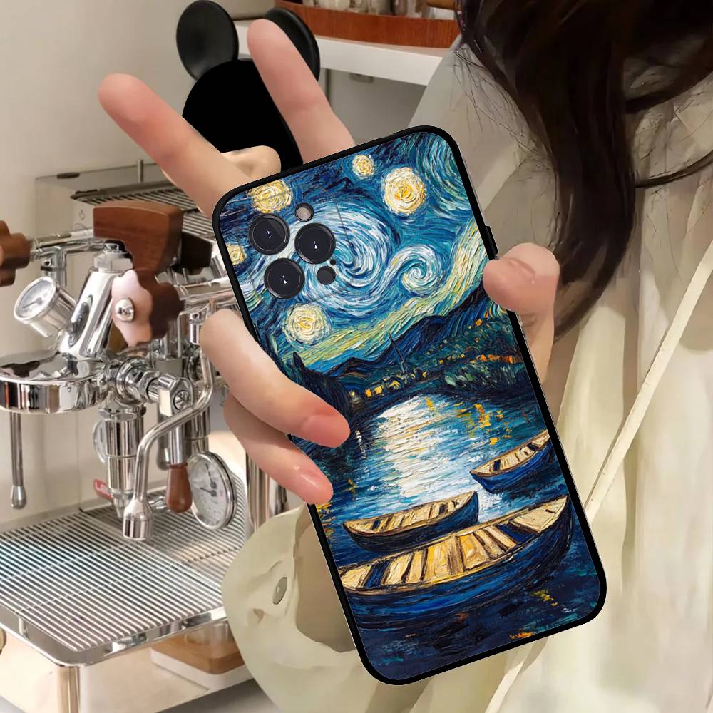 Мультяшный чехол для телефона в стиле Ван Гога для IPhone 17 16 15 14 11 12 13 Mini Pro XS Max Plus Funda Shell