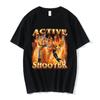 Футболка с забавным мемом Active Shooter, женская модная ретро-футболка с коротким рукавом, повседневная футболка большого размера в стиле Харадзюку