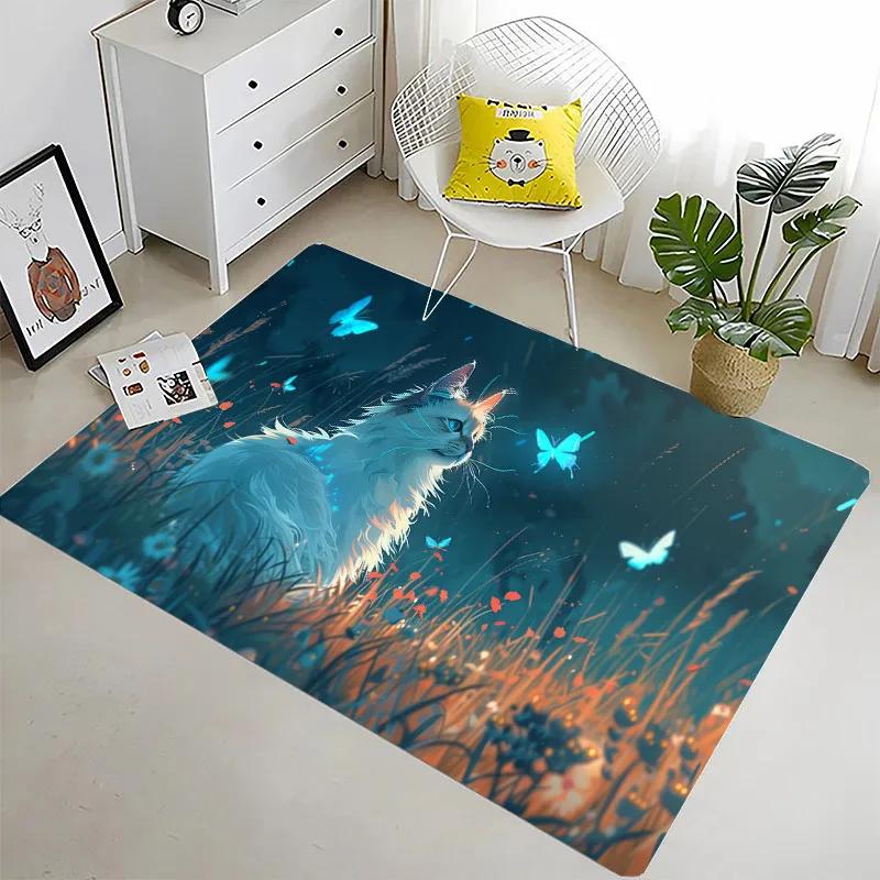 Забавный кот 3D-печать Большие ковры для дома Гостиная Детская спальня Диван Придверный коврик Кухонные коврики Противоскользящий Декор
