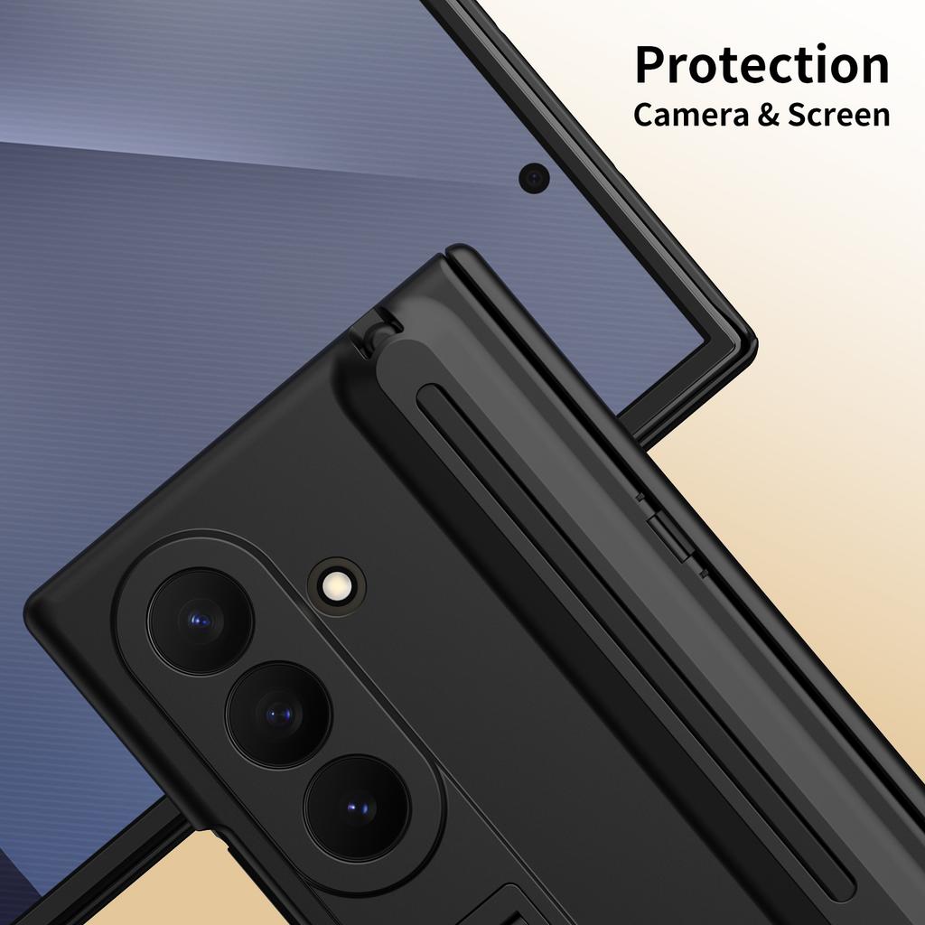 Магнитный чехол-книжка для телефона Samsung Galaxy Z Fold 7 3 4 5 6 с защитой экрана из стекла, выдвижным слотом для хранения ручки, держателем, крышкой для Galaxy Z Trifold