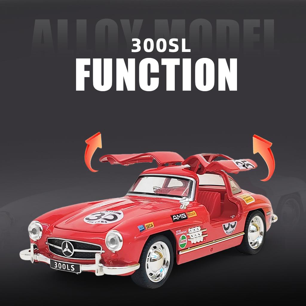 1/32 Benz 300SL 35# Винтажный Классический Сплав Металл Литой Модель Автомобиля Звук и Свет Симуляция Коллекция Дисплей Украшения Подарок