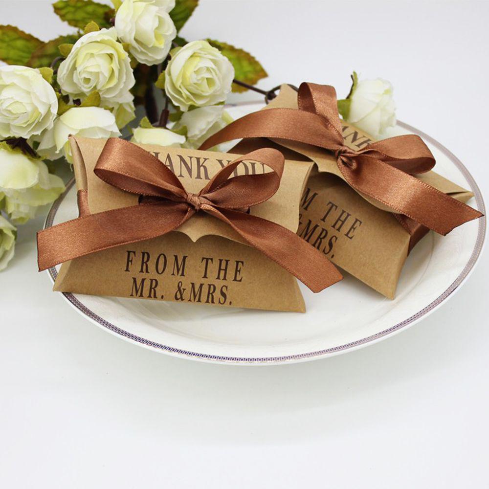 50 PCS Party Supplies Hot Classic Kraft Paper Pillow Shape Candy Box Gift