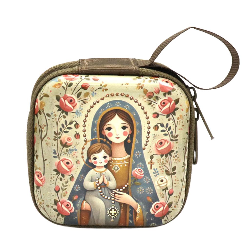 Rosary Prayer Bag Zipper Rosary Pouches Religious Jewelry Storage Box for Prayer Bead Earrings Portable Headphone Bag