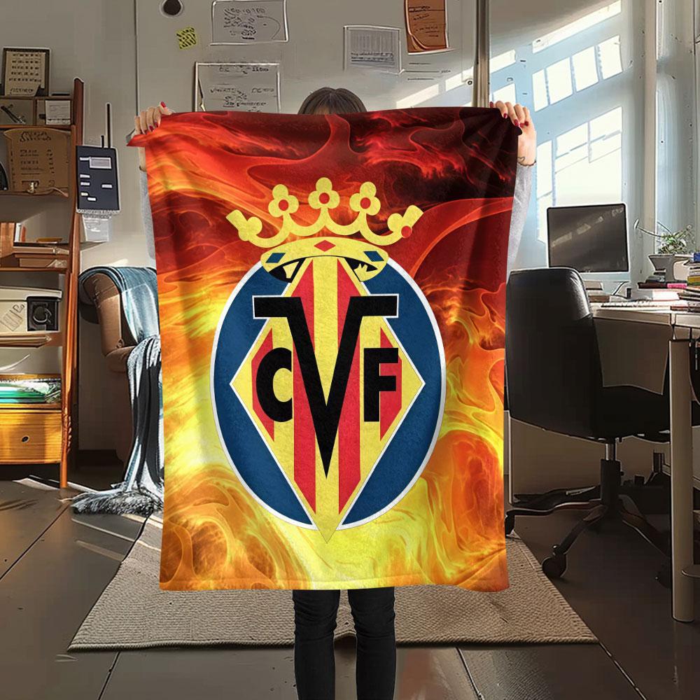 Villarreal logo FlAannel Blanket, High quality Comfortable for All Seasons, Home Decor, Warmth and Comfort