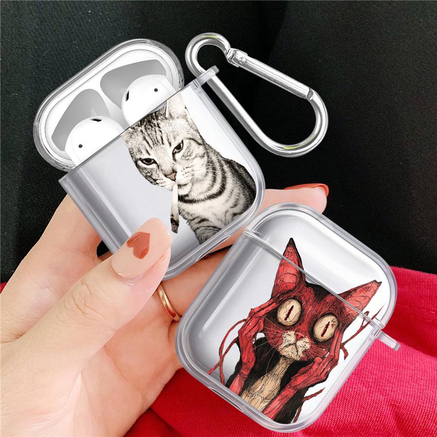 Прозрачные чехлы для наушников Cover Case для Airpods 4 Pro 2 Pro3 3 Pro2 1 Милый Кот