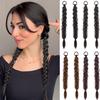 2pc Synthetic Long Twist Braid Ponytail Extensions With Rubber Band 24 Inch Boxing Braided Hair Extensions For Women Daily Use