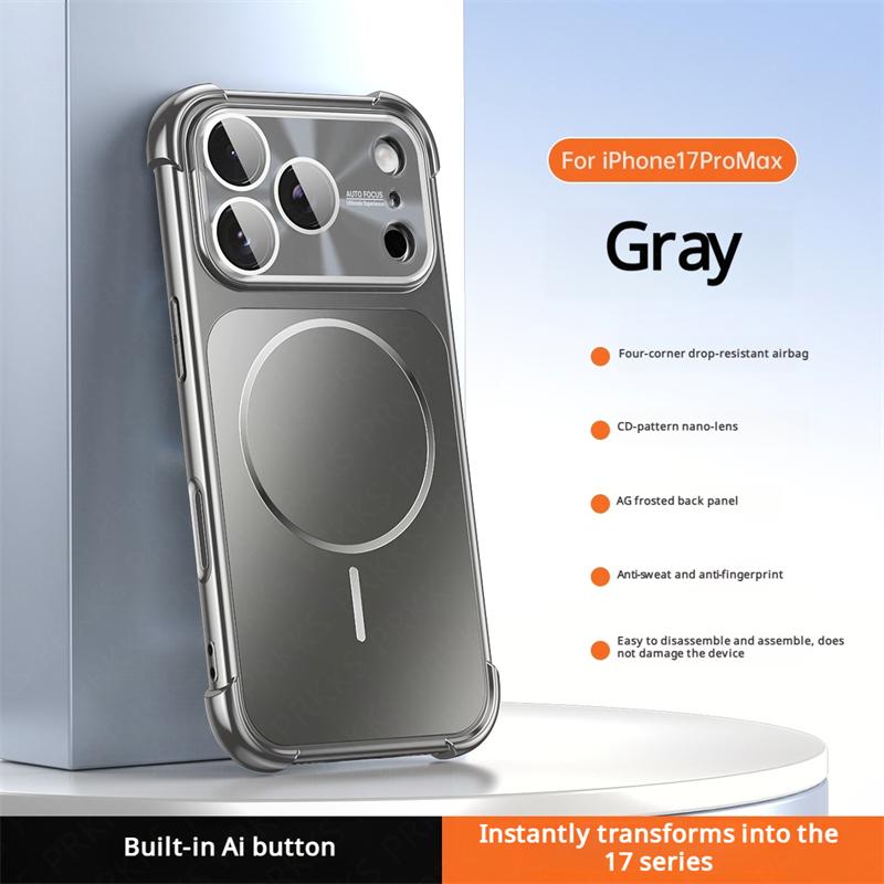 Магнитный чехол с покрытием Magsafe для iPhone 17 16 15 14 13 Pro Max Защита камеры Беспроводная зарядка Ударопрочный Матовый задний чехол