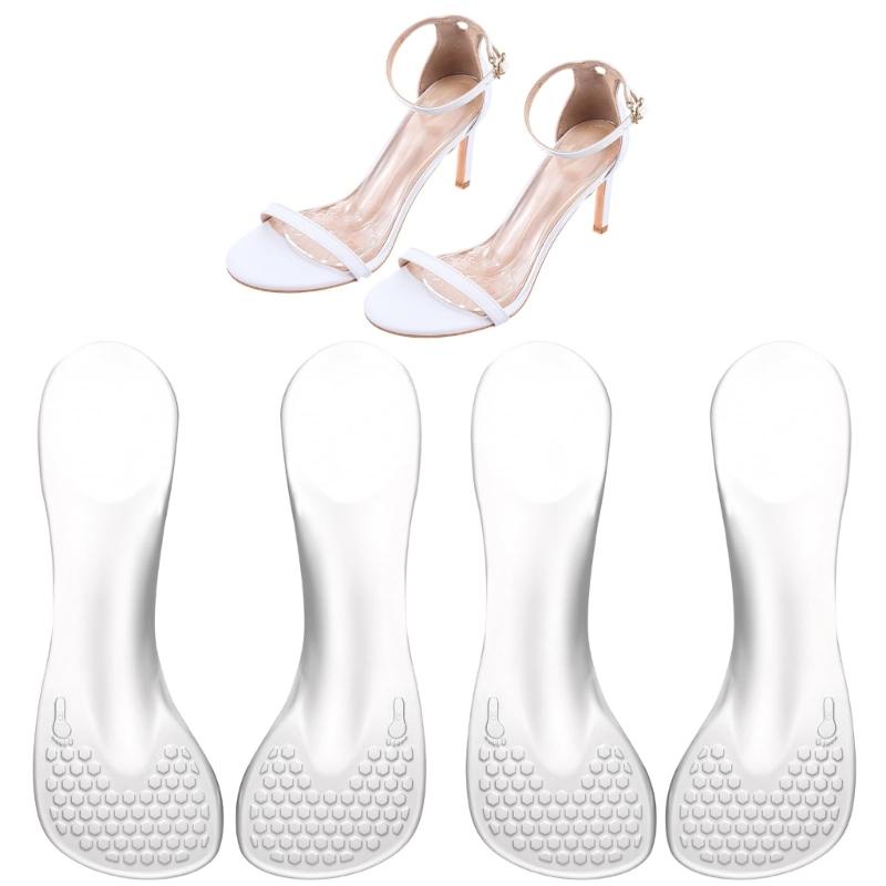 2 Pairs Women's Gels Cushion Insoles For High Heels With Arch Support And Antislip Design 3/4 Length Invisible Inserts