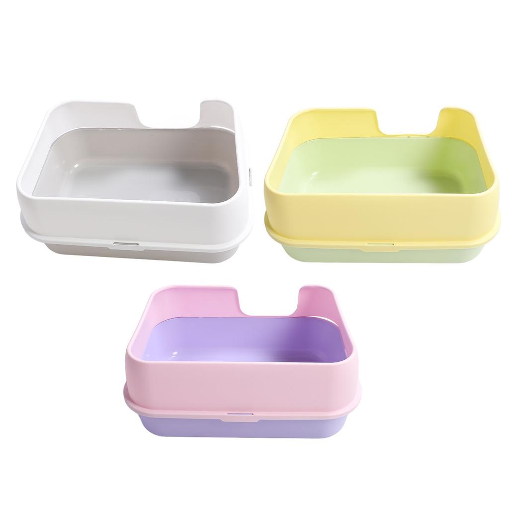 Cat Litter Box Extra Large Semi Enclosed Splash Proof Safe Removable Kitty Litter Pan with Scoop
