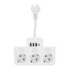 3-канальный удлинитель с выключателем, защитой от перенапряжения, огнестойкий удлинитель с плоским штекером и 3 USB 1 Ty