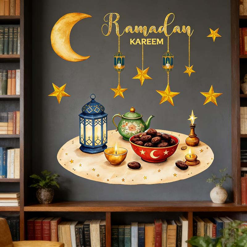 ПВХ наклейки на окно к Ид, украшение на Рамадан, Декор Eid Mubarak для дома 2026, Рамадан Карим, Ислам