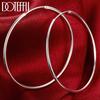 925 Silver Hoop Earrings Simple Smooth Large Earrings Women's Jewelry