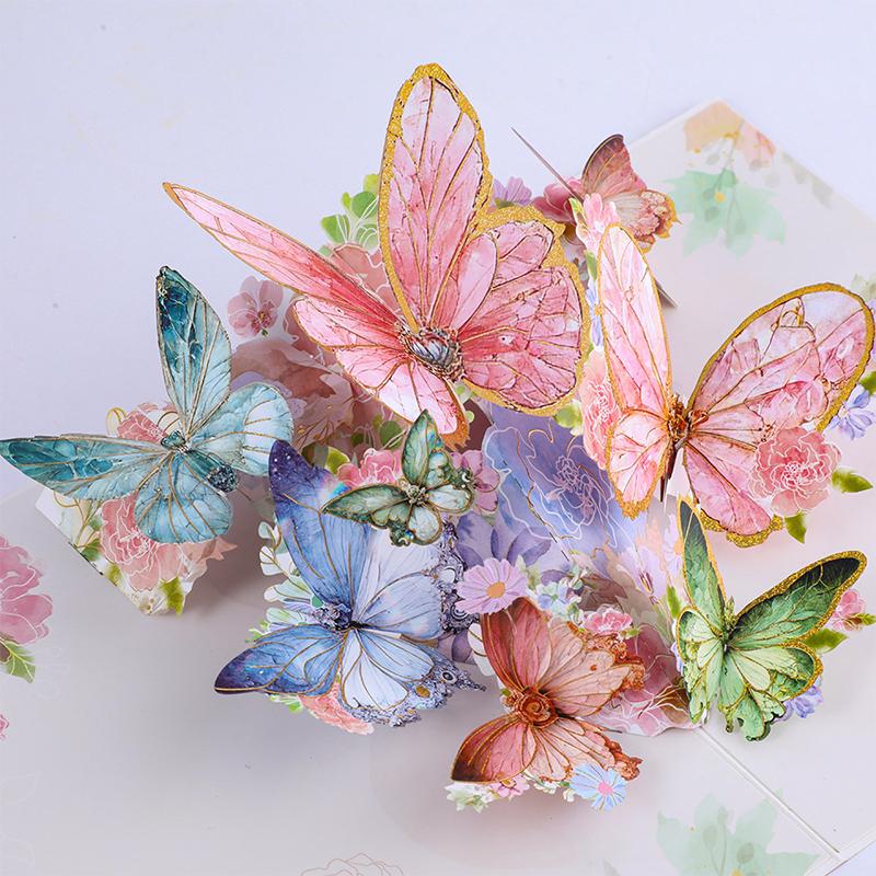 3D Butterfly Pop Up Greeting Cards Postcard For Valentine'S Day, Mother, Anniversary, Wedding Invitation Greeting, Birthday Gift