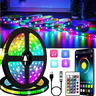Светодиодная лента RGB 2835 USB 5 В Bluetooth 5050 DIY умный гибкий диод подходит для комнаты, кухни, вечеринки, декора, Luces, подарок на праздник