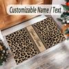 Leopard Theme Crystal Velvet Floor Rug Personalized Custom Name Text Warm Carpet Home Decoration