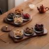 Фруктовый поднос для гостиной, бытовая тарелка для закусок из акации, легкая, роскошная, высококачественная, стеклянная, чайный столик, отделение для конфет, поднос для сухофруктов